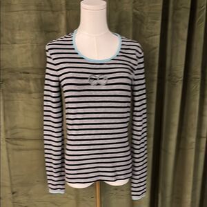 Escada Sport Striped Black and Gray Women's  long sleeve top, M
